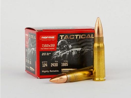 NORMA 7,62 x 39 FMJ TACTICAL, 124 grs