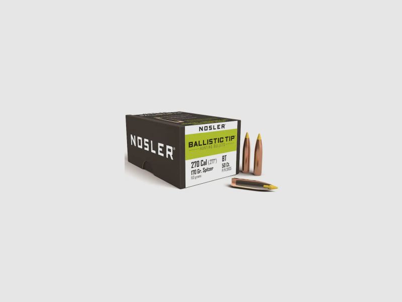 Nosler bullet .270/.277 Ballistic Tip 170GR partial jacket Tipped Boat Tail 50 pieces