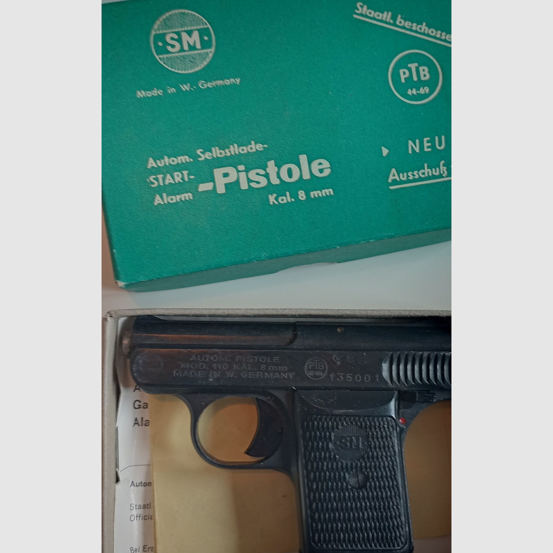 Pocket pistol SM model 110, signal/blank/gas, ejection at the front