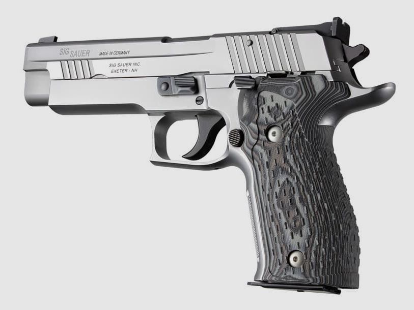 HOGUE guancette per SIG Sauer X-SERIES SA/DA G10, nere/grigie z zigrinatura a scacchi,, immagine 1 di 2