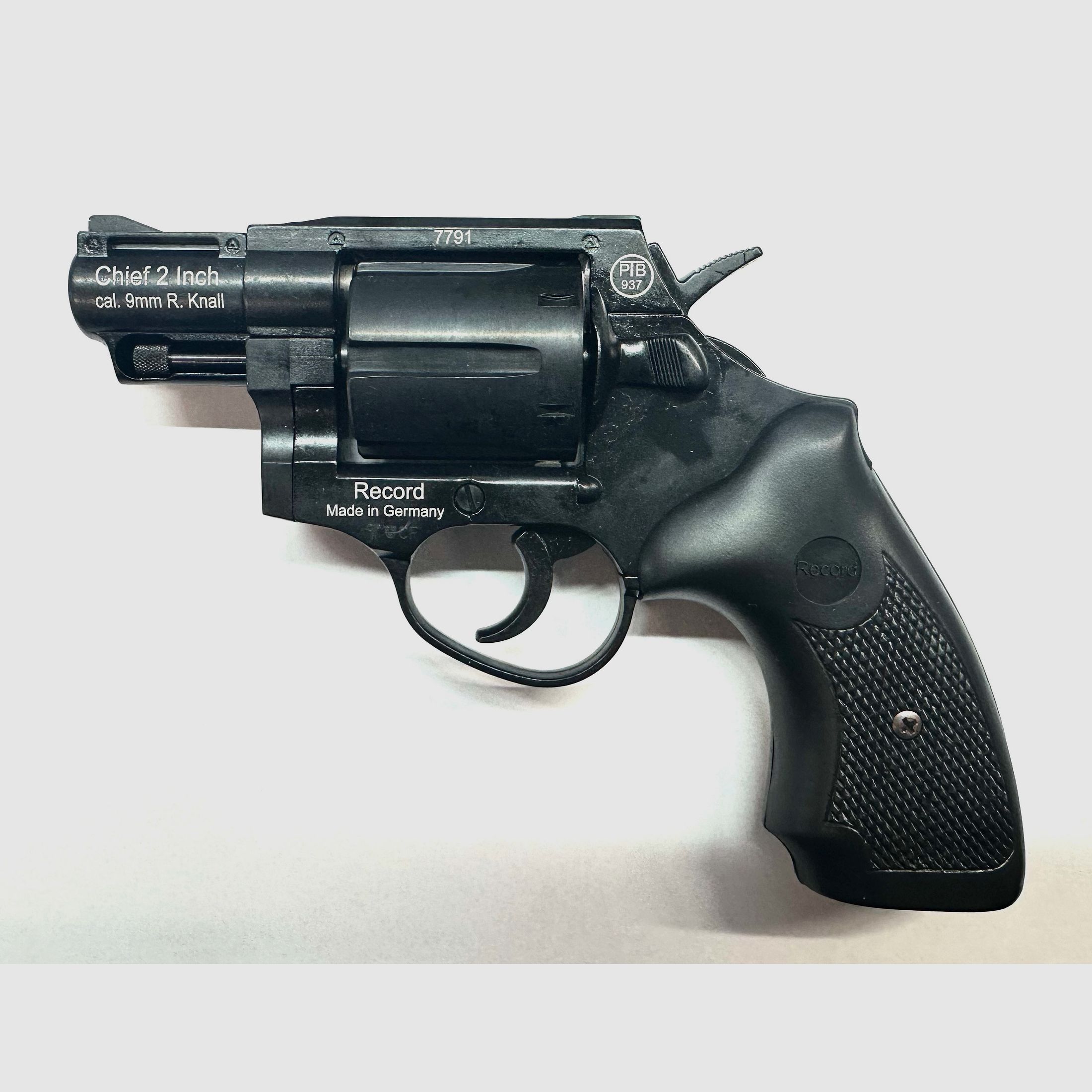 Record Revolver CHIEF 2" Pal. .380 Knall schwarz-matt Kunststoffgriffschalen
