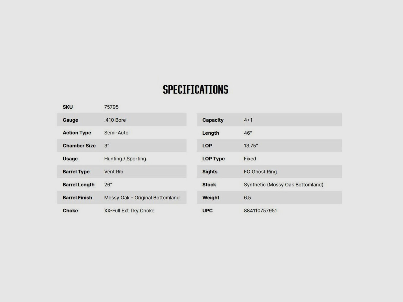 Mossberg International SA-410 Turkey 26" (26 pulgadas) .410/76