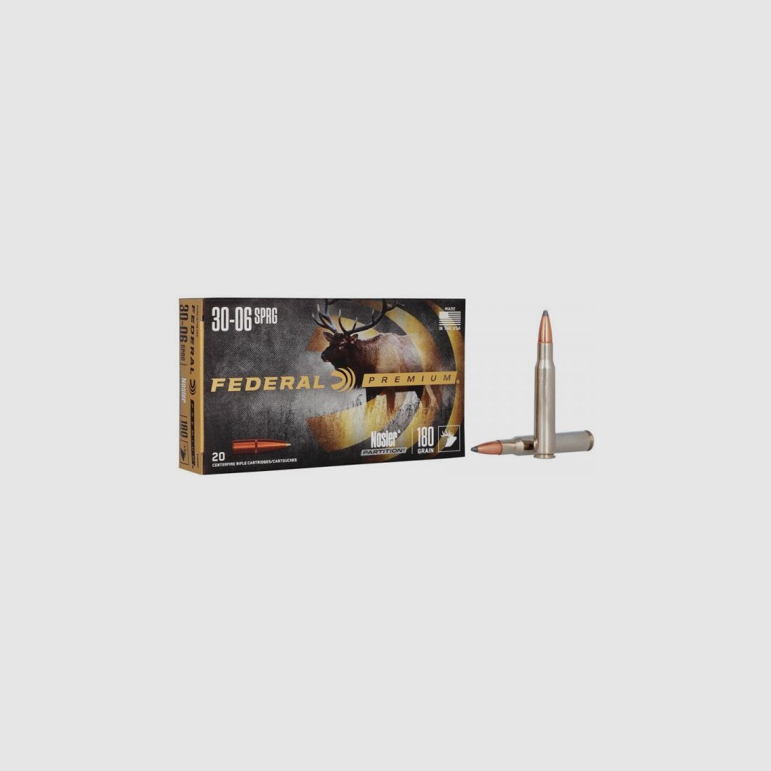 FEDERAL PREMIUM BÜCHSENPATRONEN - .30-06SPR. - 180 GRS. - NOSLER PARTITION - 20 SCHUSS