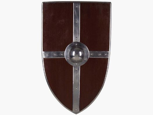 Kampfschild mit Schildbuckel und Metallverzierung