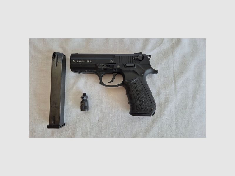 Zoraki 2918 Kal. 9 mm P.A.K. schwarz + Zusatzmagazin und Schnellader