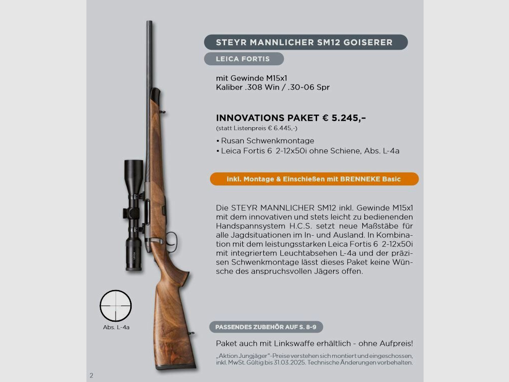 Steyr young hunter package with scope STEYR MANNLICHER SM12 GOISERER + Leica Fortis