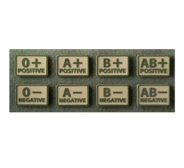 Helikon-Tex - Emblemat GRUPA KRWI (komplet 2szt.) - PVC - Beż. AB/Rh+, zdjęcie 2 z 2