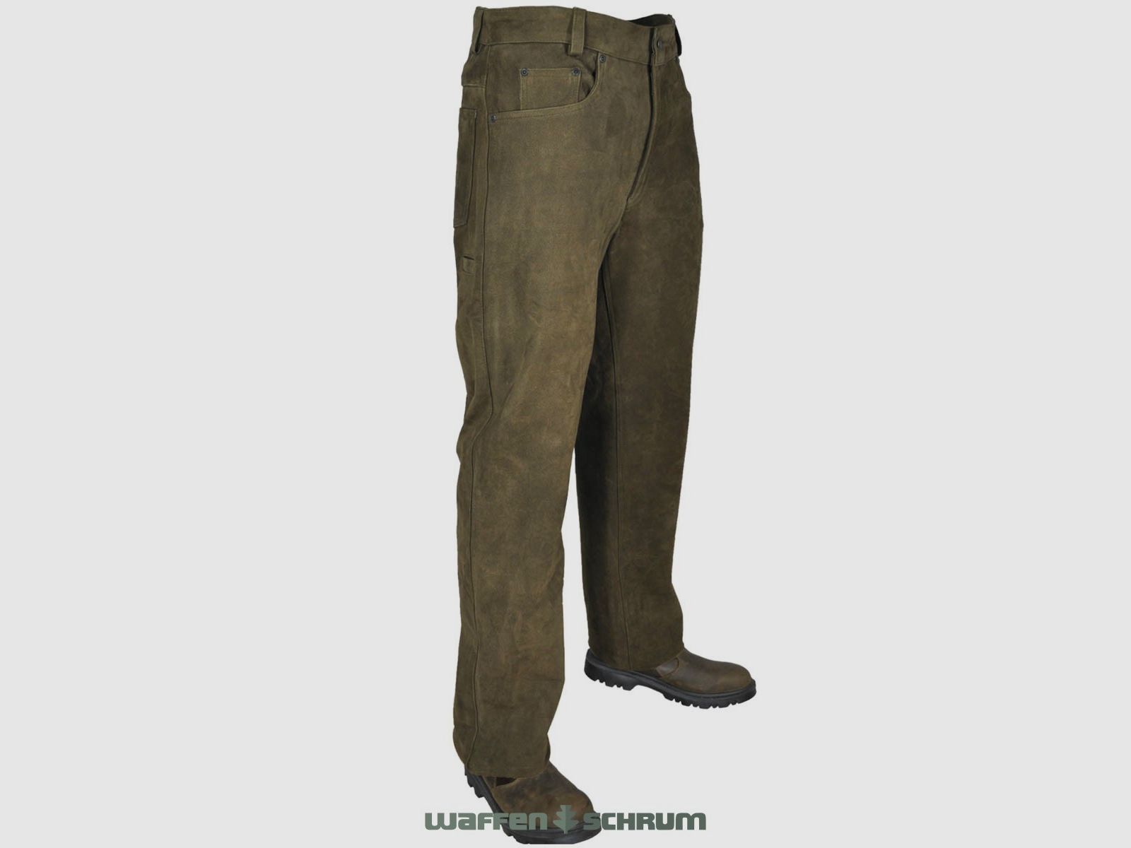 Hubertus Lederhose 5-Pocket Oliv