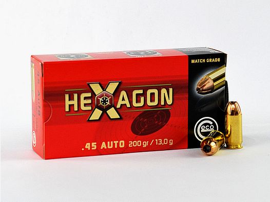 GECO .45 Auto (.45 ACP) Hexagon, 200 grs 1 opakowanie (50 strzałów po 0,678 €*)