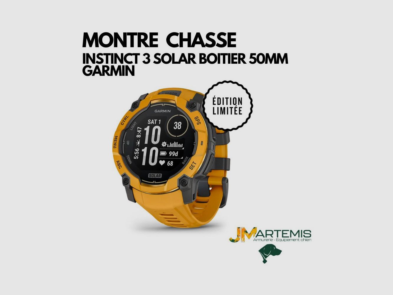 GARMIN Instinct® 3 SOLAR – YELLOW COMPATIBLE ALPHA, image 1 of 8