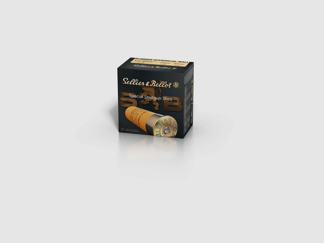 BOITE DE 25 CARTOUCHES SELLIER & BELLOT RUBBER BALL 2 BALLES CAL.12
