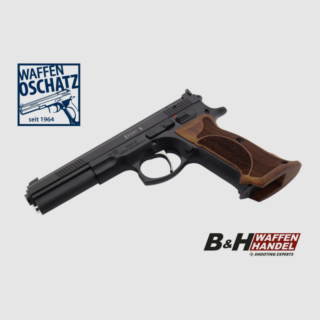 Waffen Oschatz Sport II SA 6" Longslide Matchpistole Nussbaum Matchgriff original von Waffen-Oschatz Stuttgart CZ75