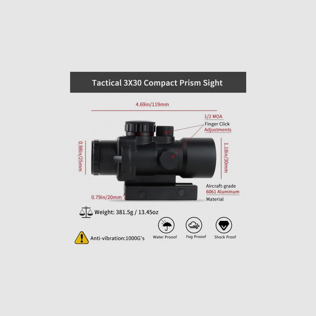 3X30mm red dot sight with 20mm rail for hunting, outdoor, target