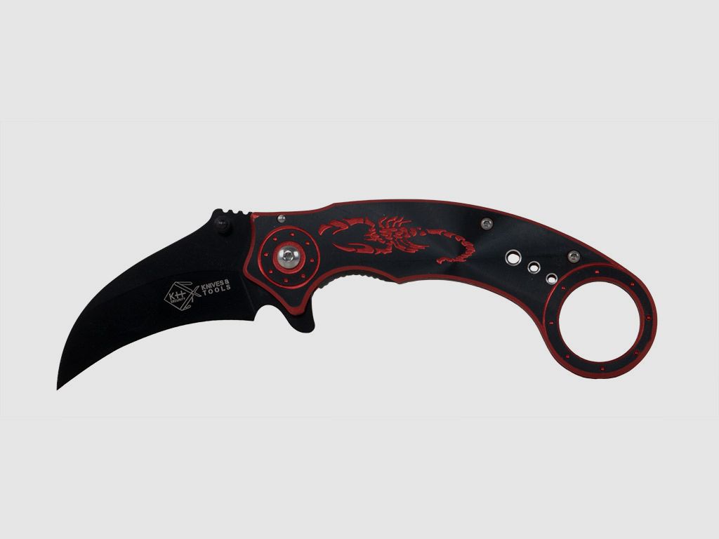 Karambit Einhandmesser Red Scorpion Stahl 420 KlingenlĂ¤nge 6 cm rot schwarz (P18)