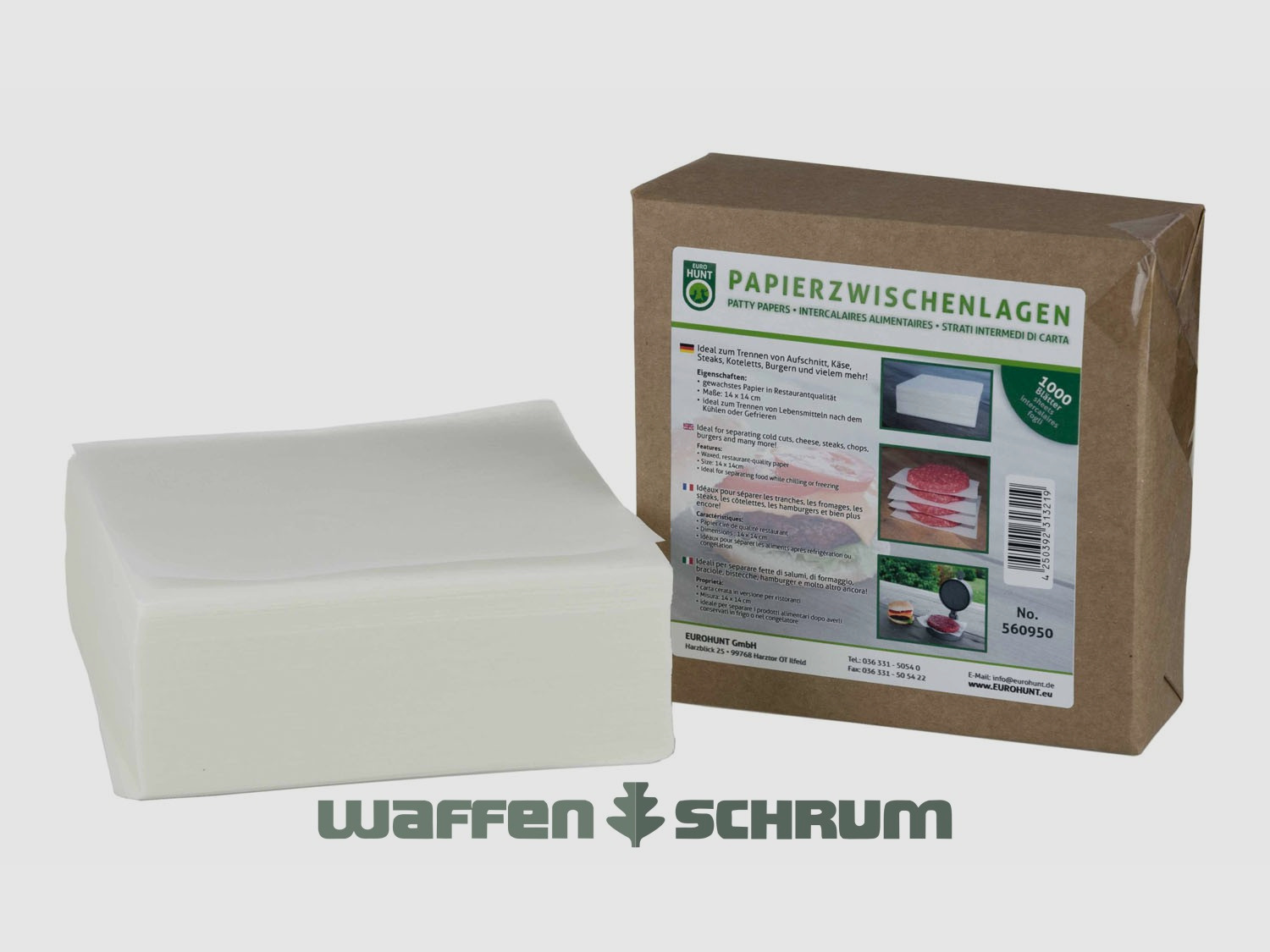 Papierzwischenlage für Burger 14x14cm 1000 Stk. für ca. 500 Burger