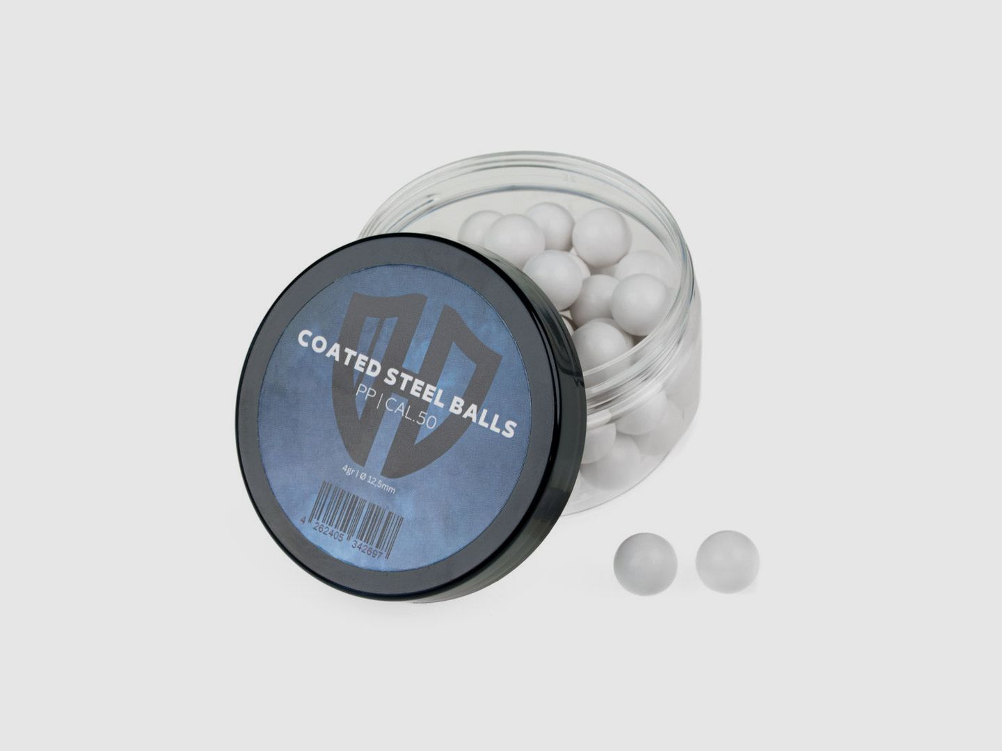 50x GECOTEERDE STAALBOLLEN | PP | 4gr. | Stalen kern met kunststof coating | 12,5mm | HDR50 | HDP50 | ALFA 1.50 | AEA Challenger | compatibel met Vesta PDW | Cal.50