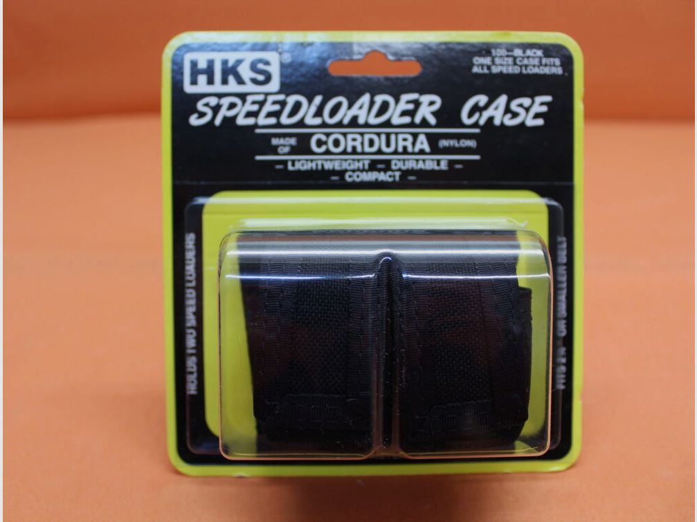 HKS. HKS Speedloader Case Cordura negra (para 2 speedloaders) con cierre de velcro ancho de cinturón de hasta 2,25"