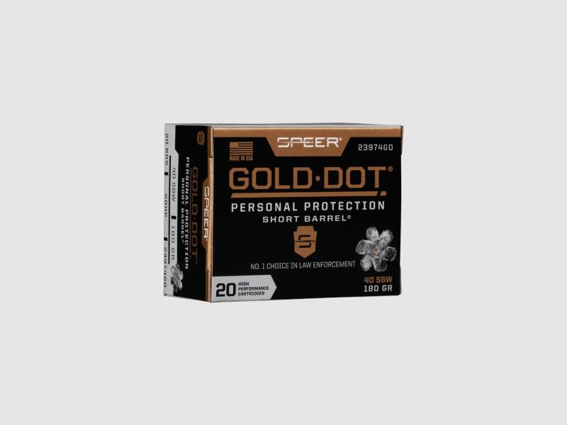 Speer Gold Dot Personal Protection .40 S&W 180GR GDHP 20 cartridges