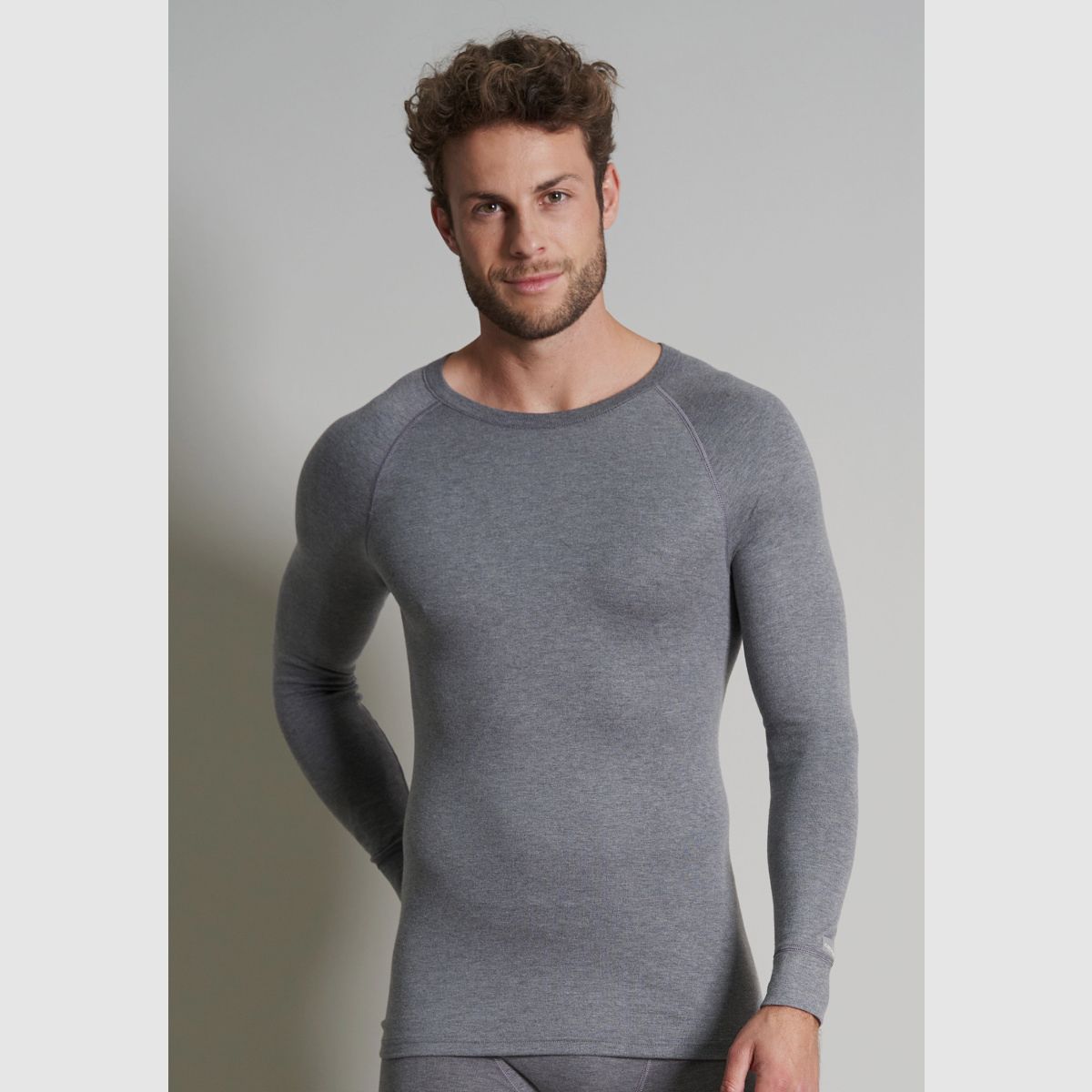 CECEBA Thermo Sport 1/1 Arm Shirt Grau Dunkel Melange