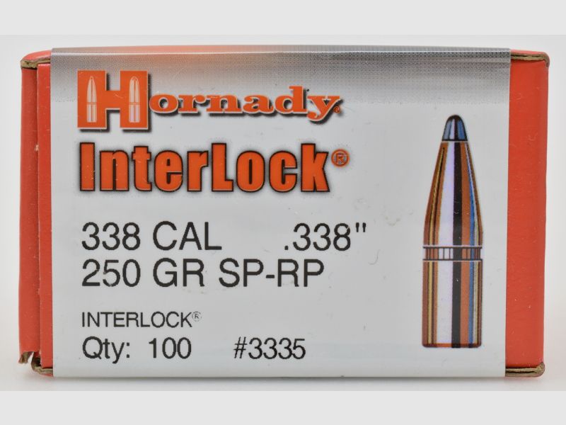 100 Hornady Interlock Geschosse .338 - 250gr. Soft Point RP