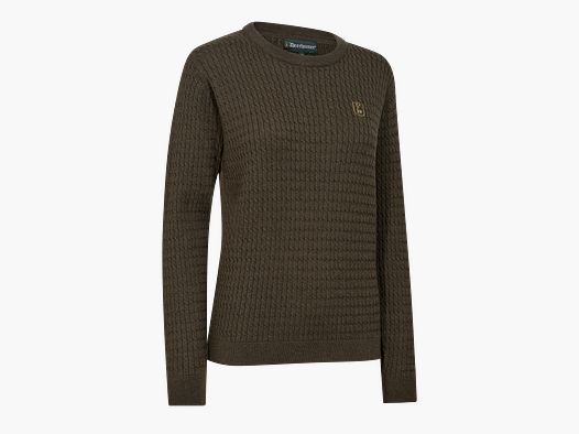 Lady Harrington Zopfmuster Strickpullover - Brown Melange – Kleidergröße Damen: 34