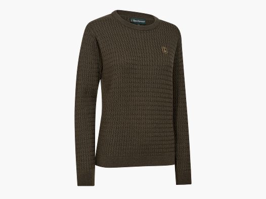 Lady Harrington Zopfmuster Strickpullover - Brown Melange – Kleidergröße Damen: 44