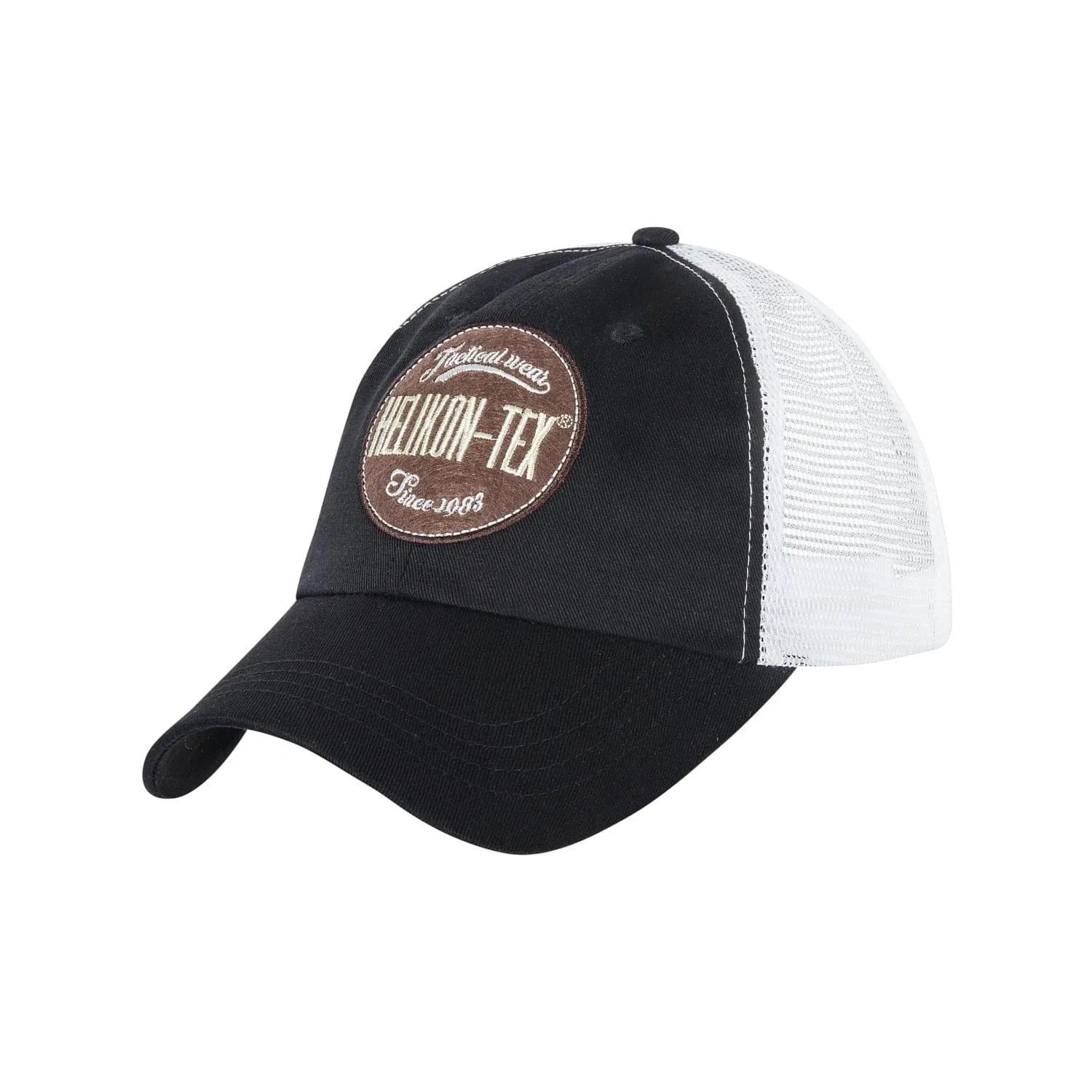 Helikon-Tex - Gorra trucker con malla y logotipo - sarga de algodón - negro/blanco