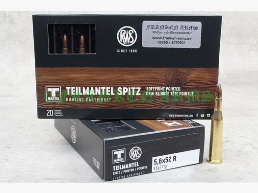 RWS	 Teilmantel 5,6x52R 71gr. 4,6g 20 Stück Staffelpreis