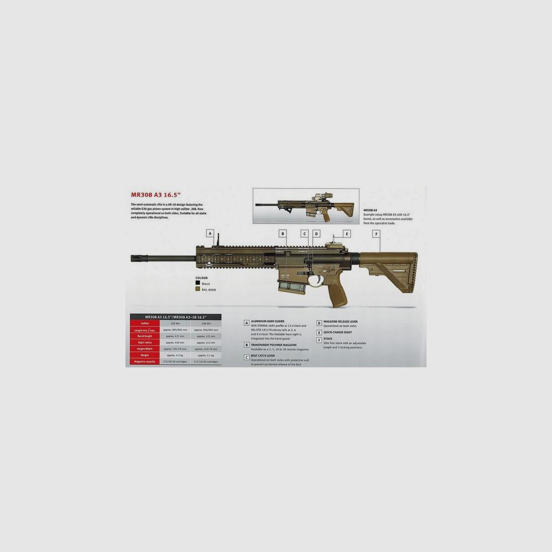 HECKLER & KOCH Selbstladebüchse Mod. MR308 A3 -16,5' Lauf .308Win    'SAND' / Slim-Line