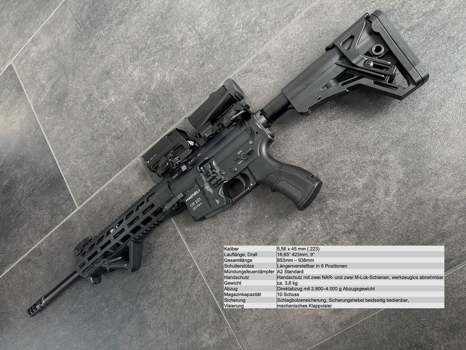 HAENEL CR223  - 16,65"  -  schwarz - langer Handschutz