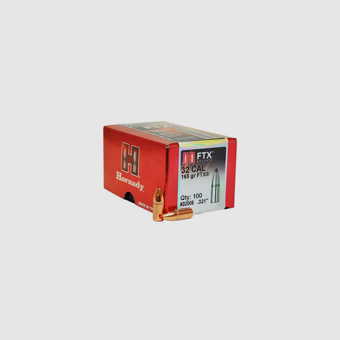 DOOS VAN 100 KOGELS HORNADY 32 KAL.321 165 GRS FTX