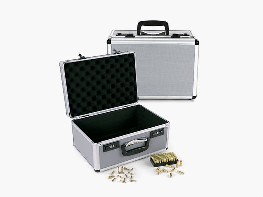 Winter Munitionskoffer für Flintenmunition – Aluminium/Holz, 2 Zahlenschlösser – Silber (JM-6008)