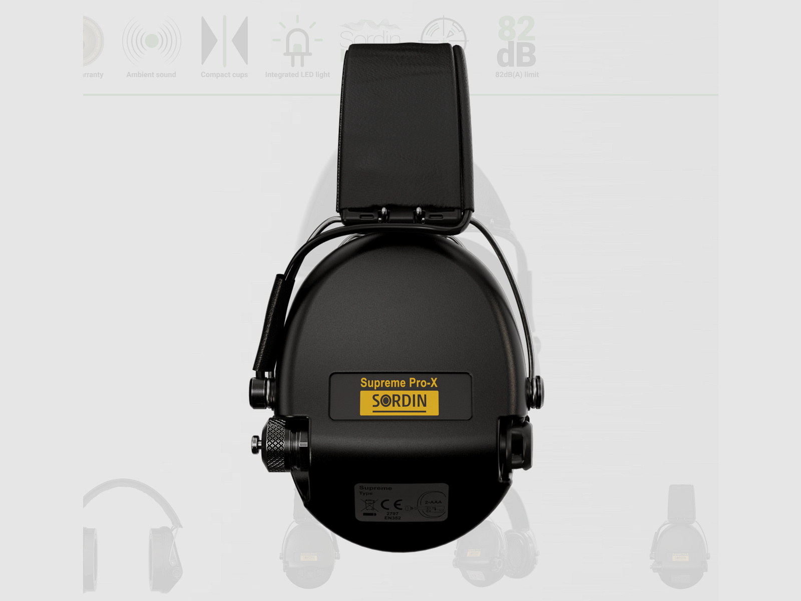 Sordin 75302-X-13-S Electronic Hearing Protection Supreme Black Pro X LED Headband