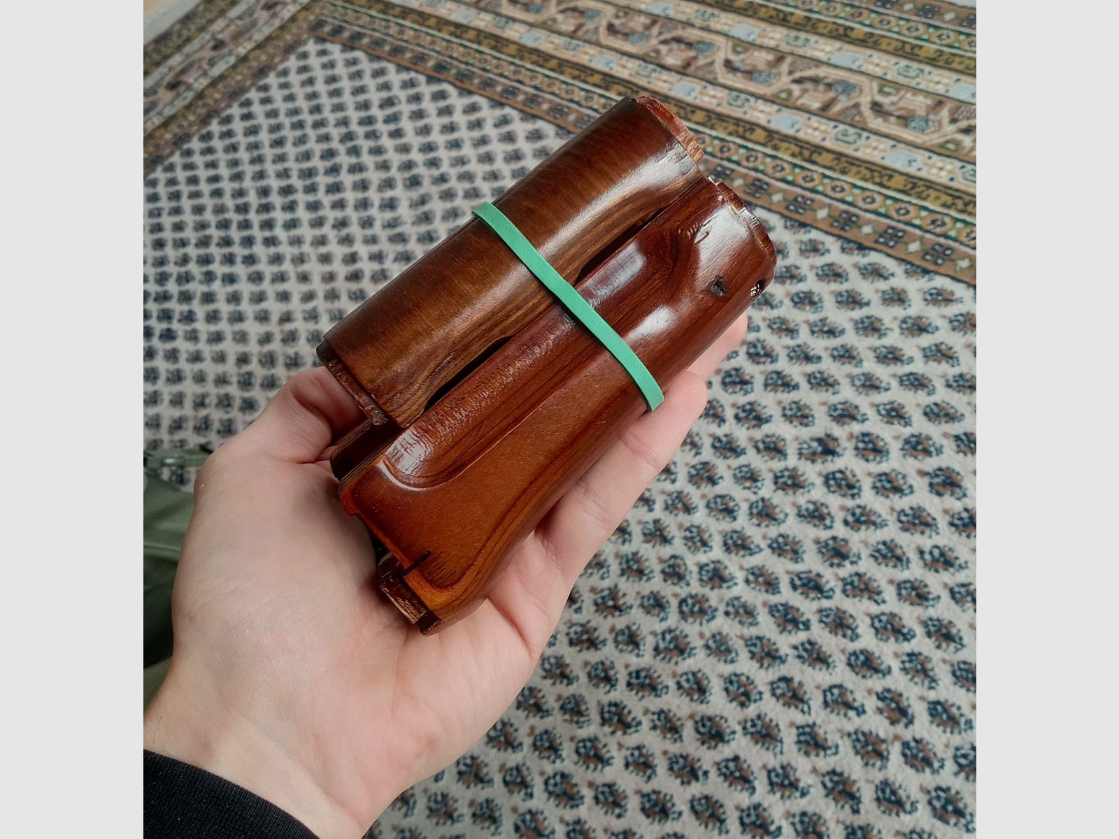 Russian AKS-74u / Krinkov wooden handguard with spring and spacer Tula approx. 1985 AKSU wooden handguard