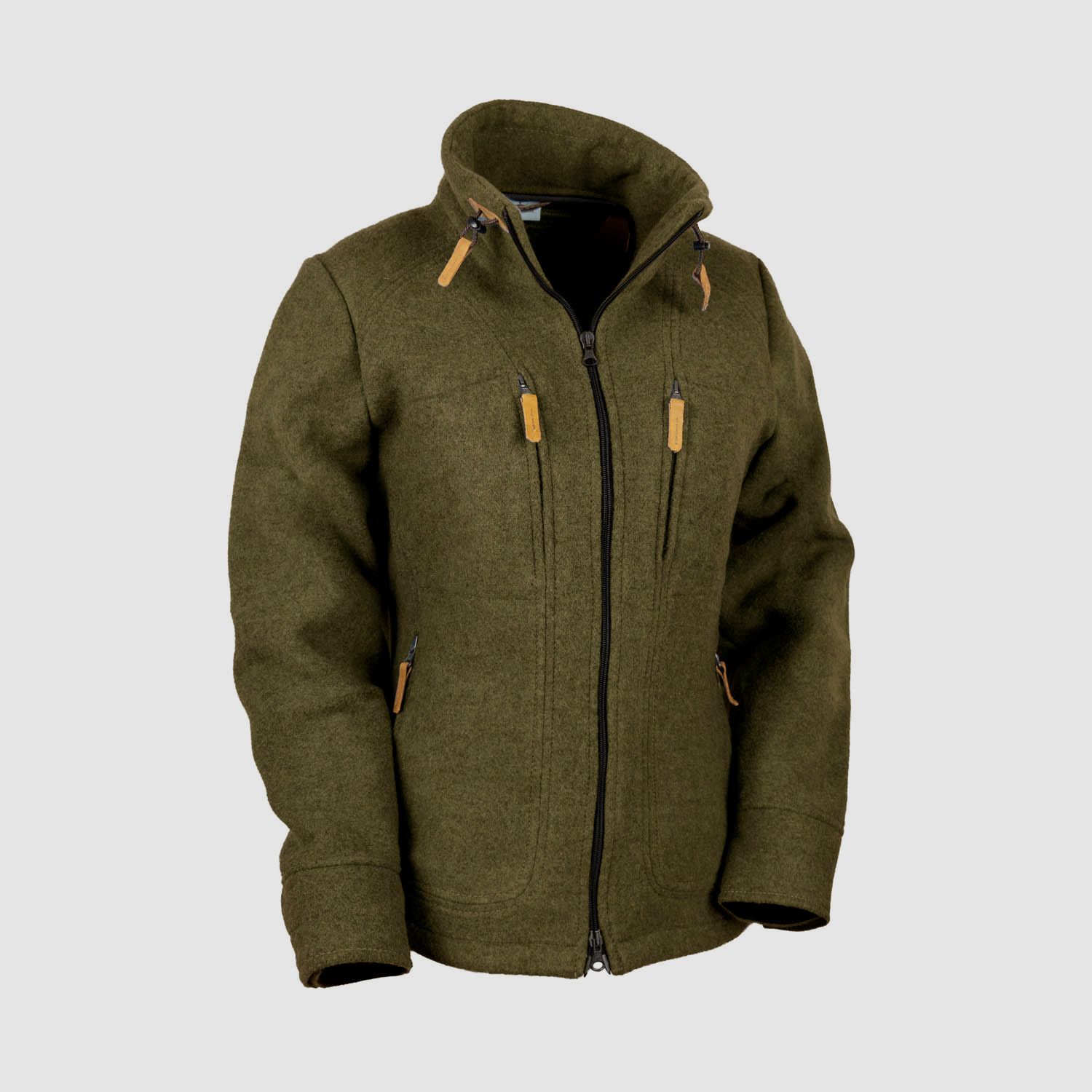 Soft wool jacket "Kragenwally", moss green