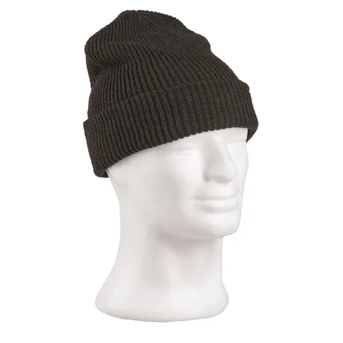 Gorro enrollado negro - poliéster - talla única