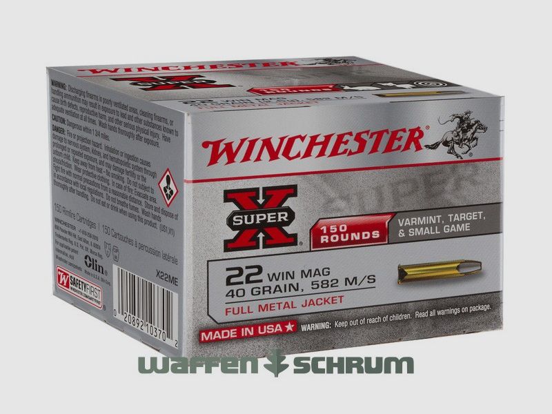 Winchester .22WinMag SuperX Vollmantel 2,6g - 40gr.  150er Pck.