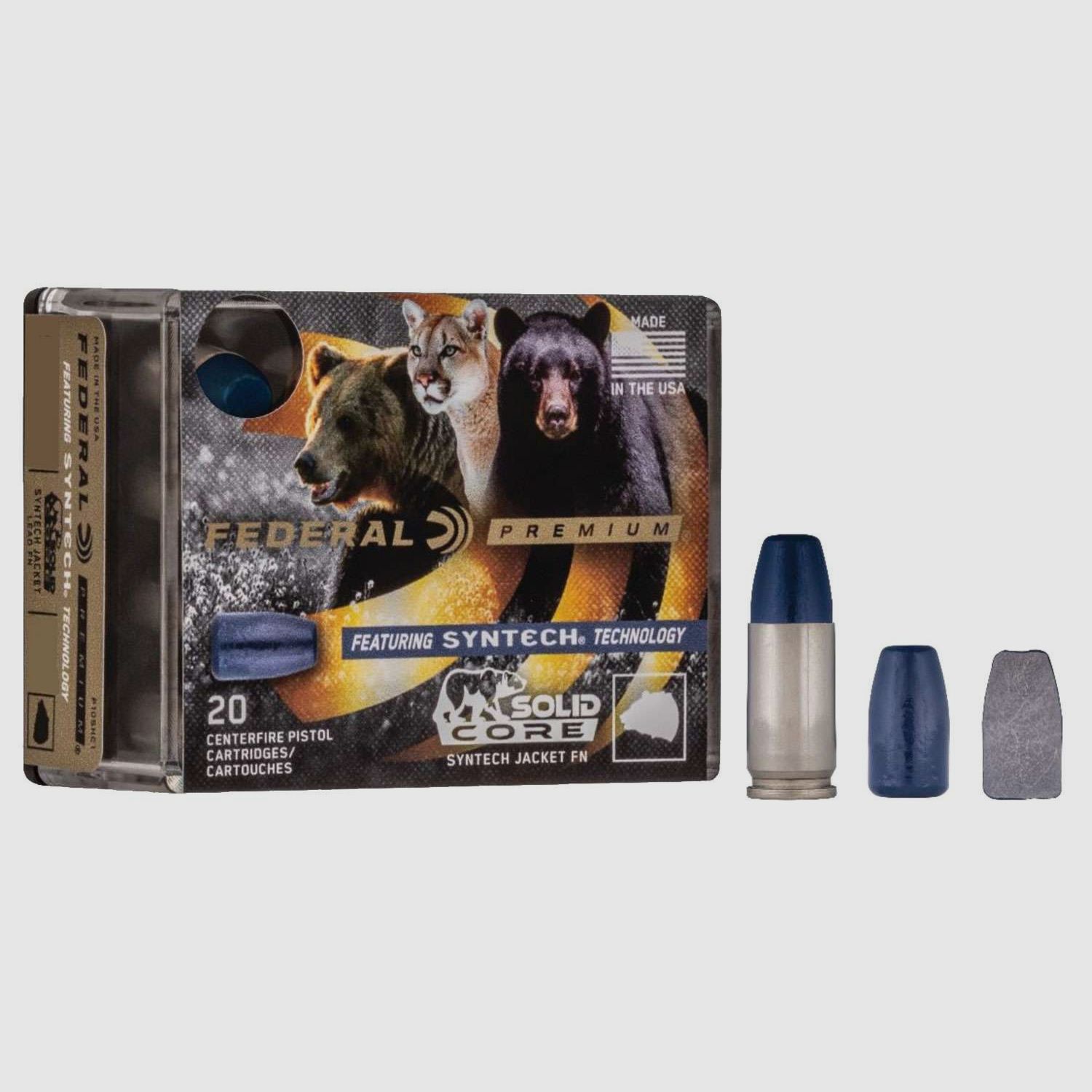 Federal Premium Solid Core .45 ACP 240GR Solid 20 cartucce