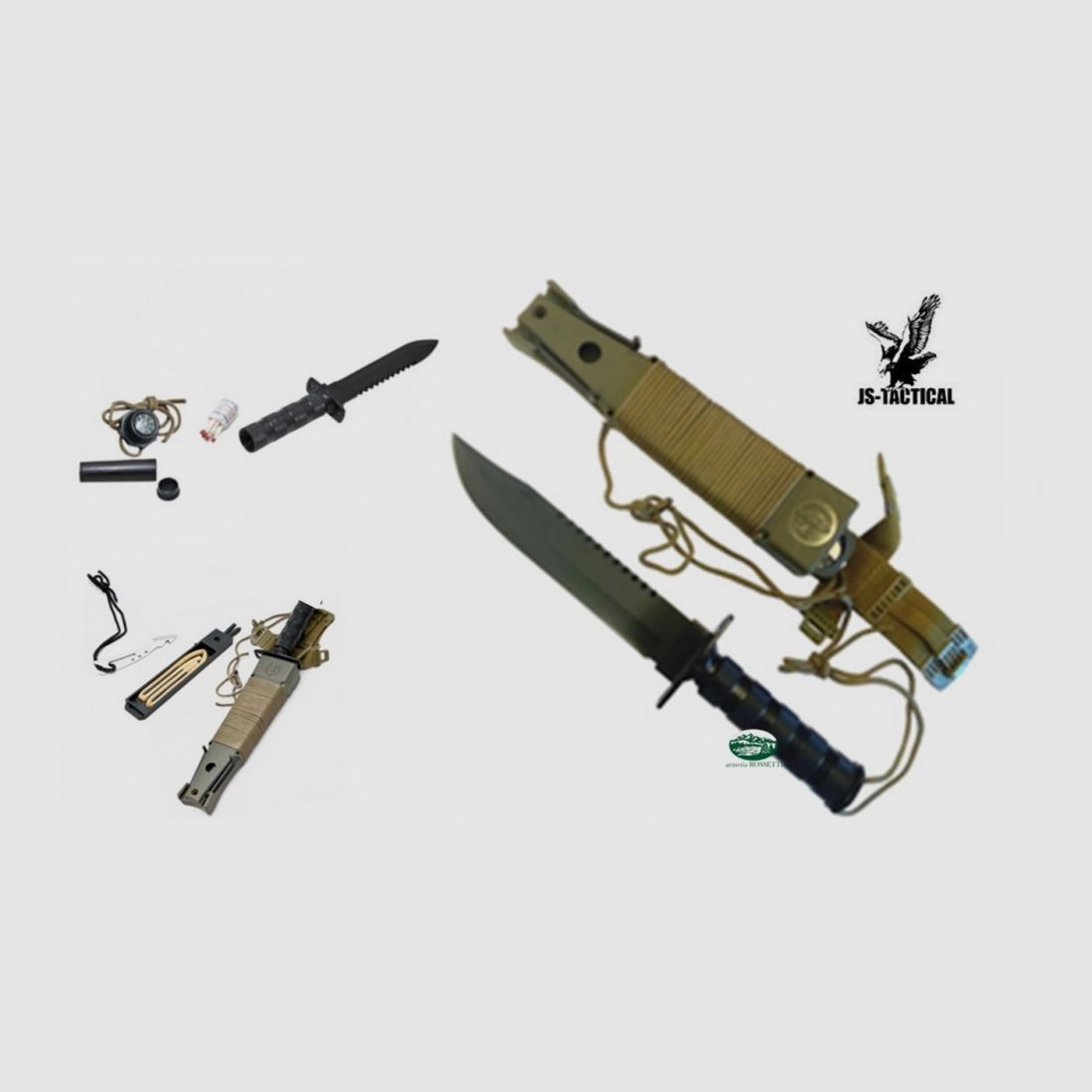 JS TACTICAL Rambo H5 Feststehendes Messer Überlebenskit