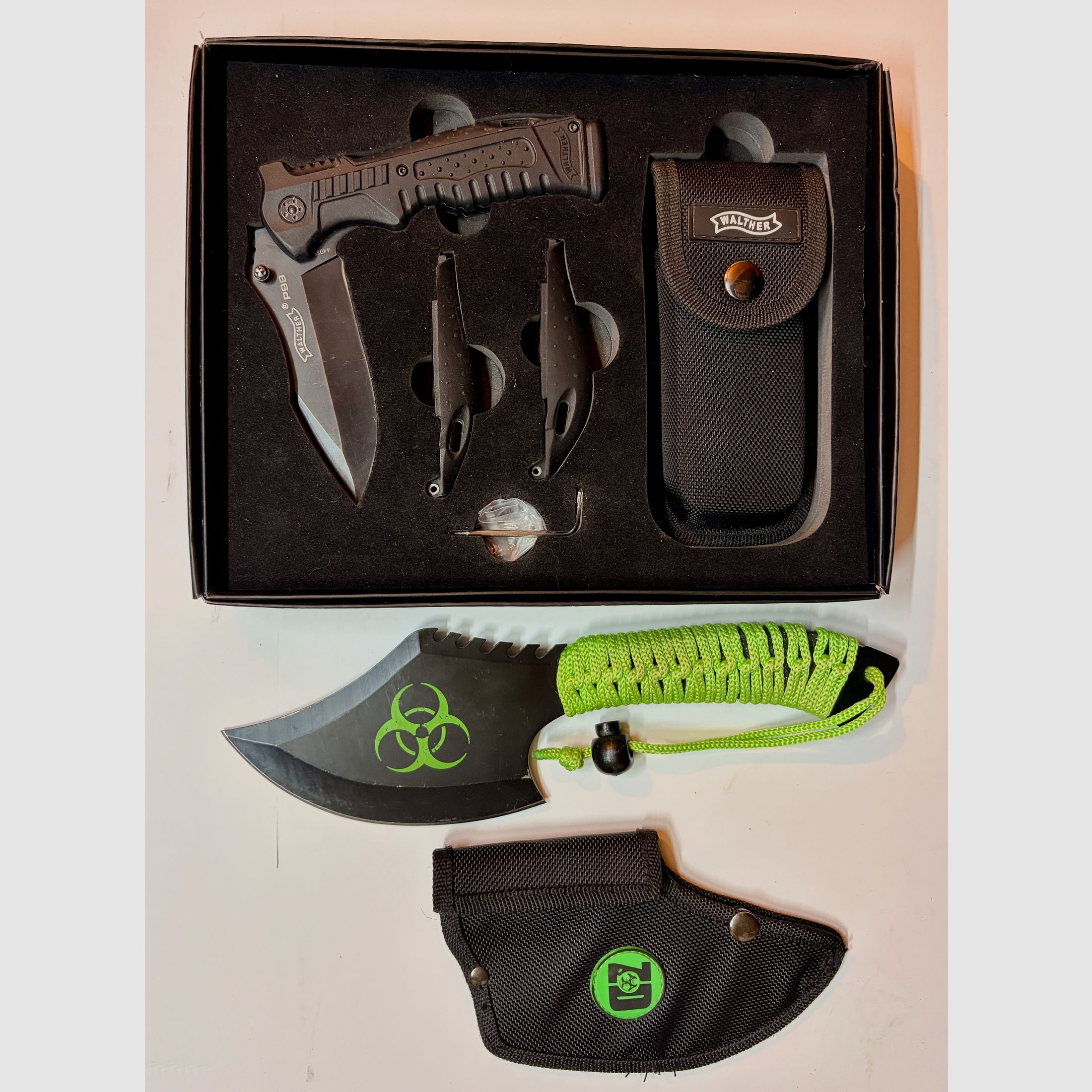Walther P99 Knife Set (OVP + dos de poignée interchangeable) + Zombie Dead couteau, image 3 sur 4