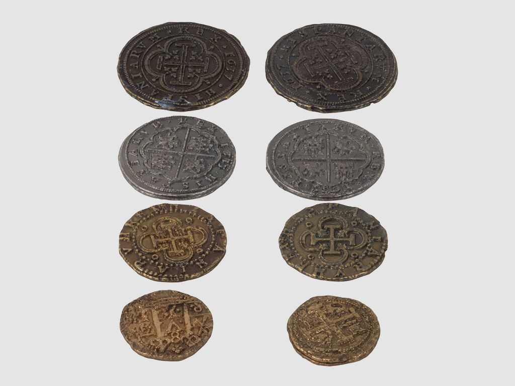 Piraten Goldbeutel mit Totenkopf Motiv und 8 authentisch wirkenden MĂĽnzen