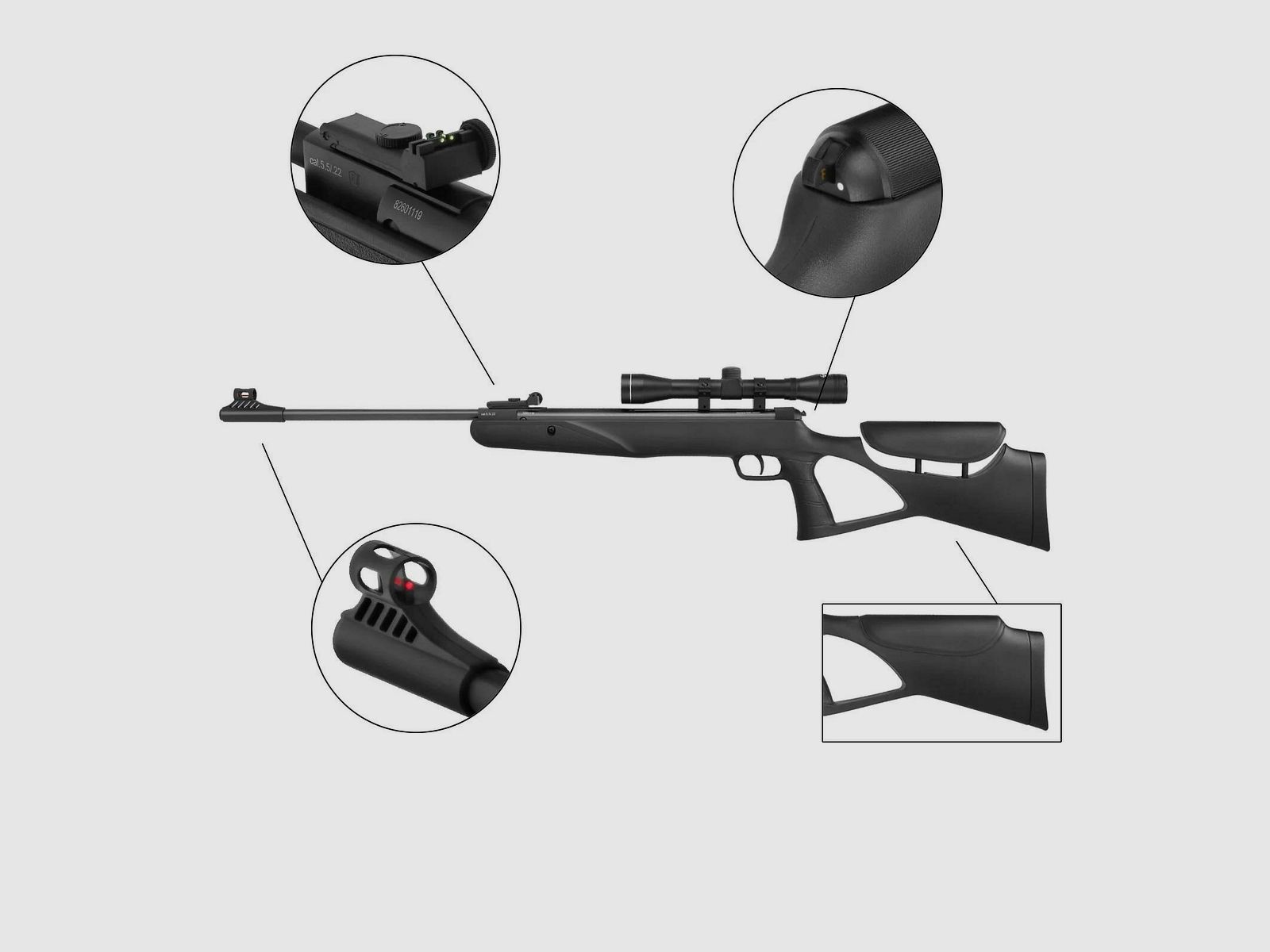 SET Diana two-sixty Knicklauf Luftgewehr Kaliber 5,5 mm Diabolo (P18) + Zielfernrohr