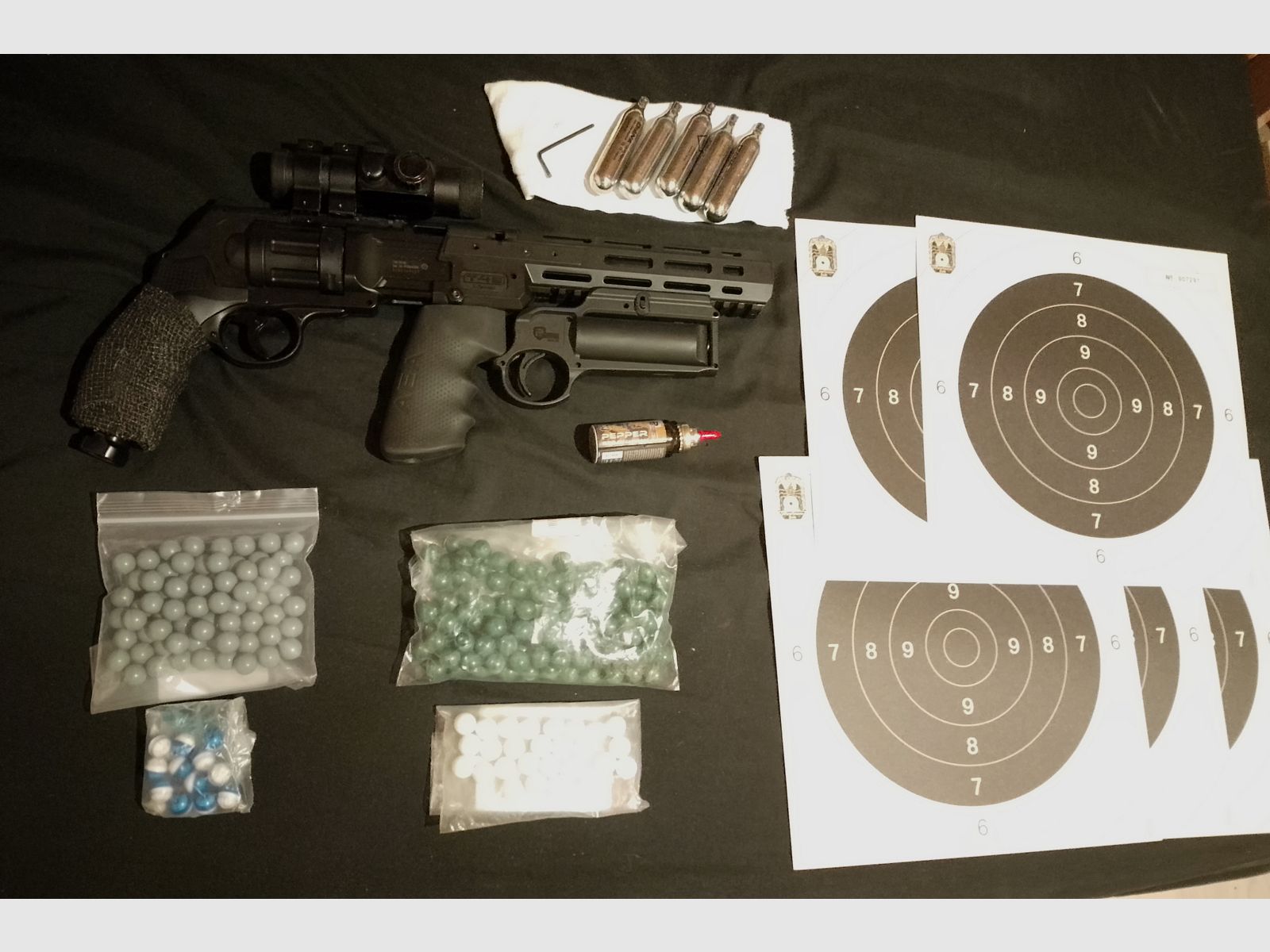 Long T4e HDR50 Tactical Rifle Kit punto rojo balas de goma RAM Paintball marcador Cal .50 set cápsulas CO2 revolver lanzador de pimienta lanzador de pimienta cañón largo Red DOT