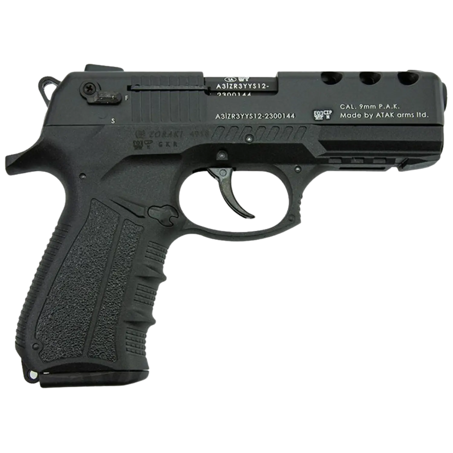 Zoraki 4918 schreckschusspistool zwart kaliber 9mm P.A.K., afbeelding 2 van 6