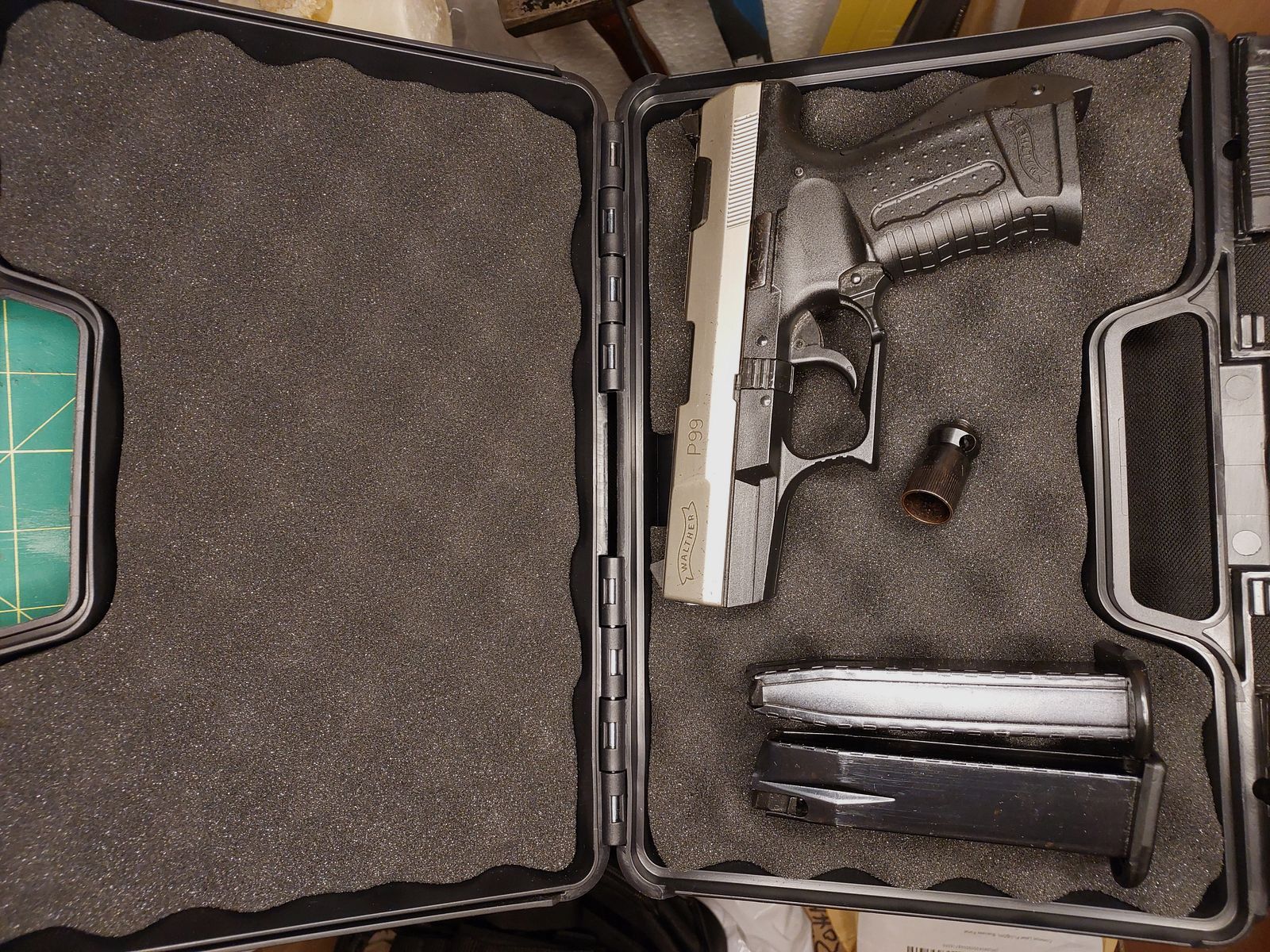 Pistolet à blanc Walther P99 9mm P.A.K. bicolore Nickel (PTB 762) P 99 avec 2 chargeurs