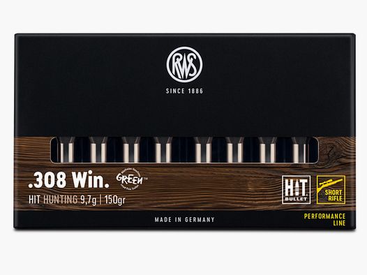 RWS 2406615 Büchsenpatronen .308 Win. HIT Short Rifle 9,7g 150grs. Bleifrei