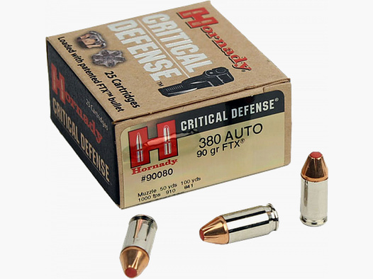 Hornady Critical Defense 9mm Browning Kurz (.380 ACP) FTX 90 grs Pistolenpatronen