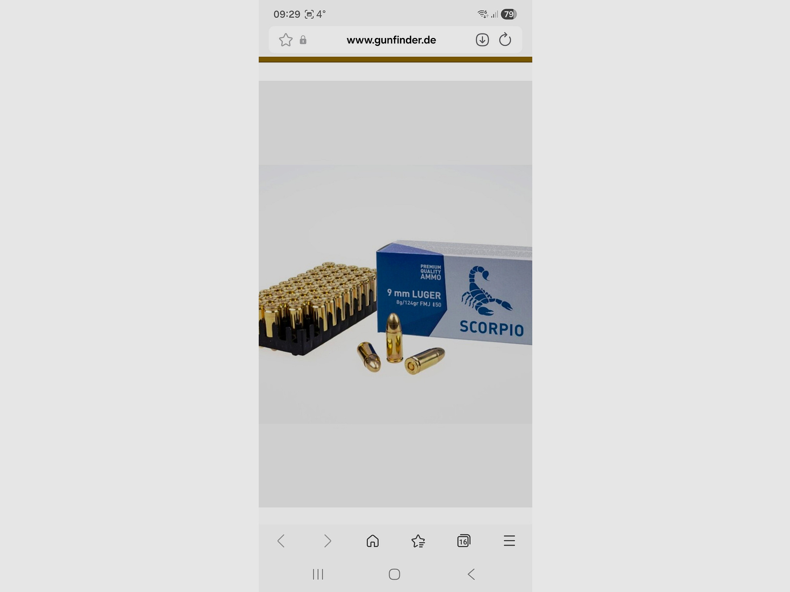 9mm Scorpio Vollnantelgeschosse 124gr. 23×50Stk. (1150 Stk)
