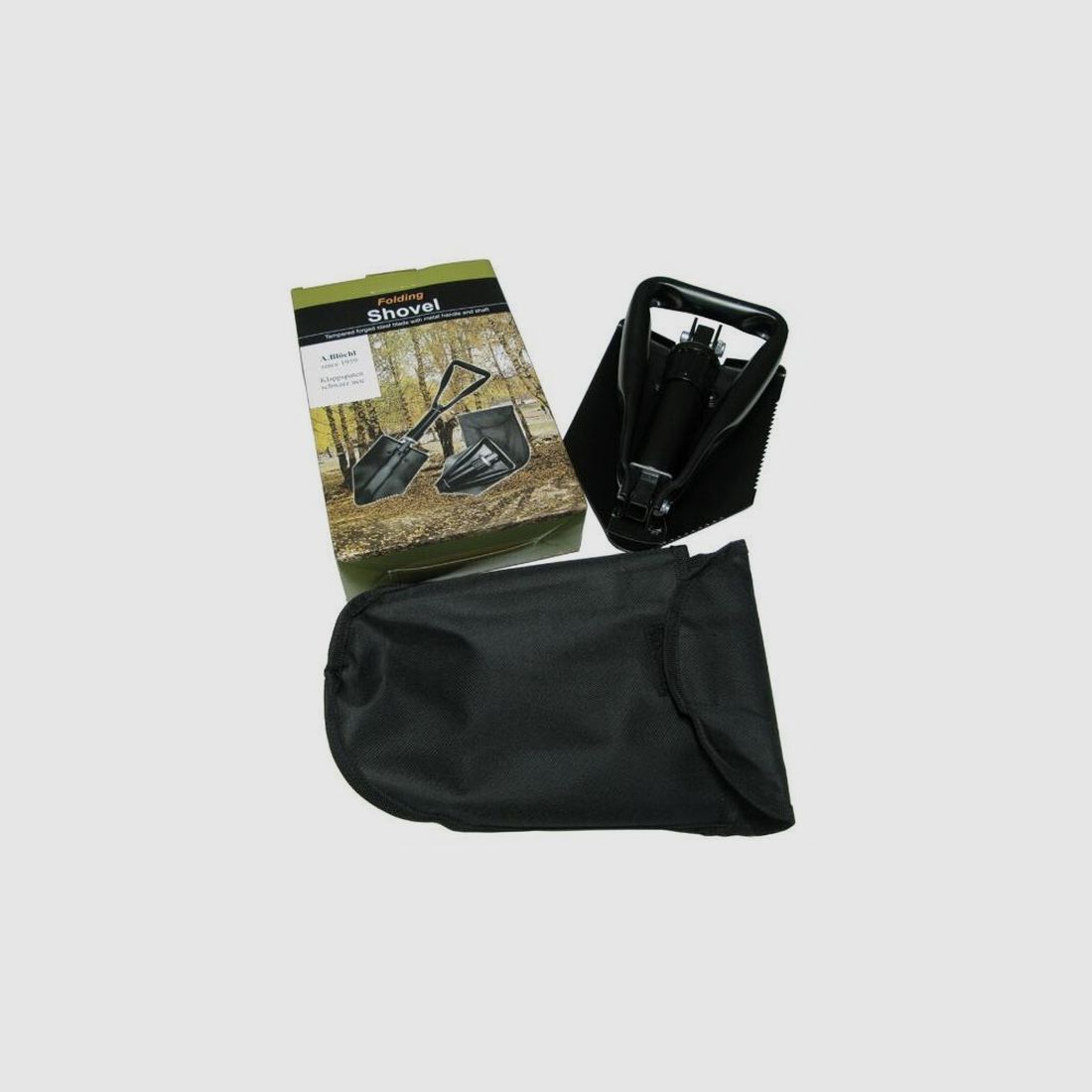 BW Klappspaten Schwarz + Tasche - Neu - Bundeswehr Spaten Imit.