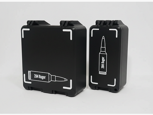 Filamelt ammunition box / 204 Ruger / 'folding / locking lid' / cartridge box, ammo box